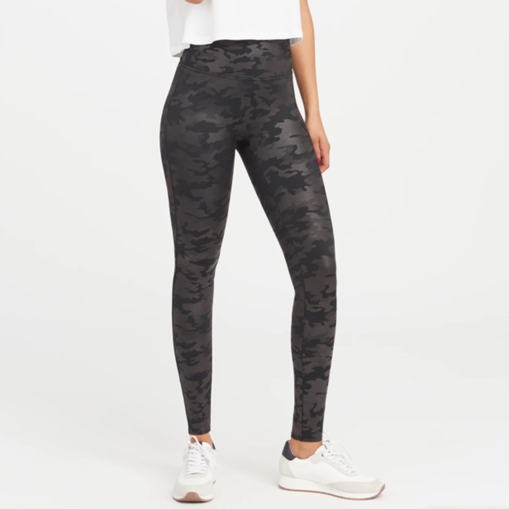 Spanx Faux Leather Camo Leggings